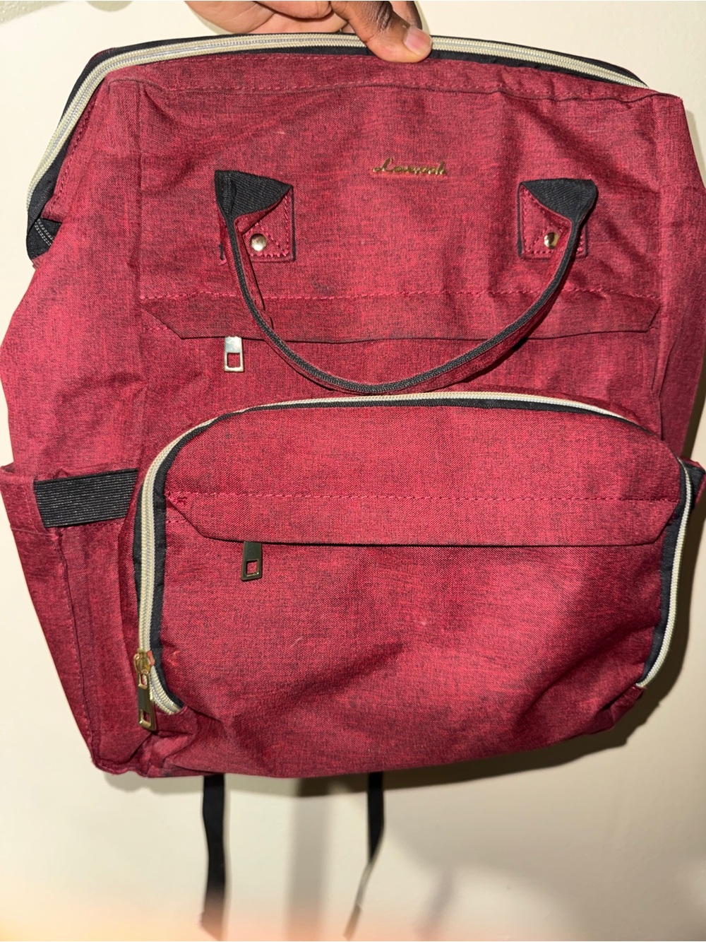 LOVEVOOK Burgundy Backpack with USB Port